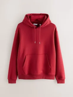 Deep Red Regular Fit Heavyweight Cotton Rich Jersey Hoodie