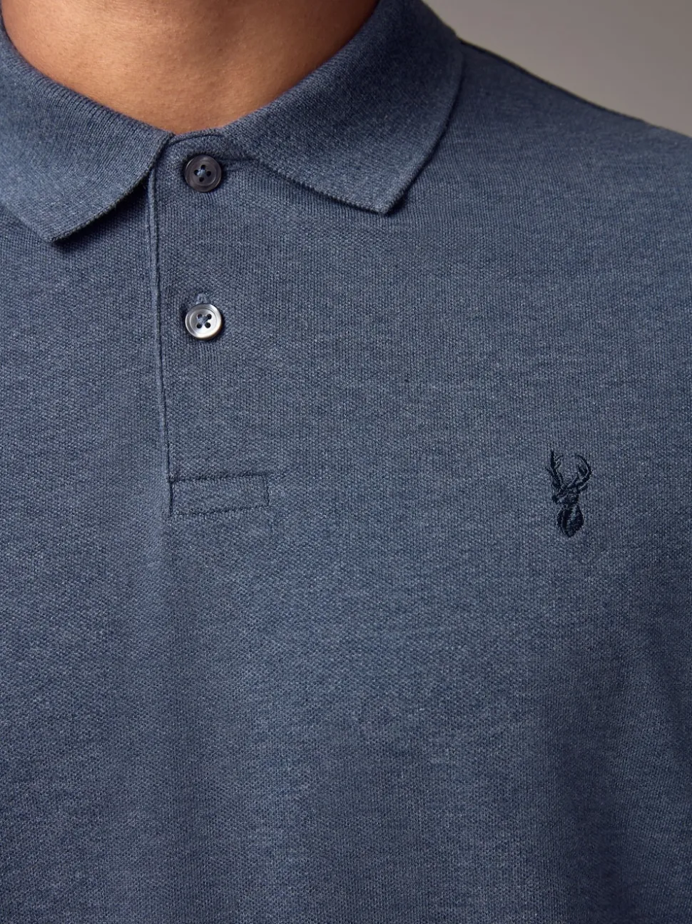 Denim Marl Regular Fit Short Sleeve Pique Polo Shirt