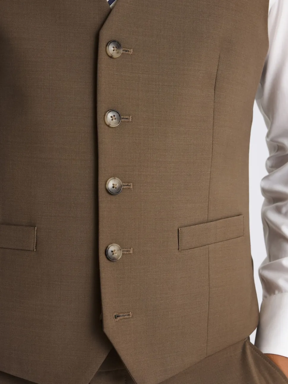 DKNY Dark Camel Slim Performance Suit Waistcoat