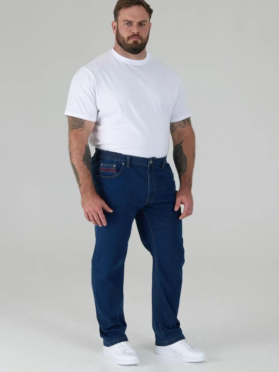 Duke London Blue Bailey Relaxed Comfort Fit Stretch Jeans With Elasticated Waist
