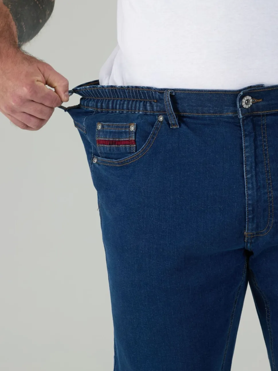 Duke London Blue Bailey Relaxed Comfort Fit Stretch Jeans With Elasticated Waist