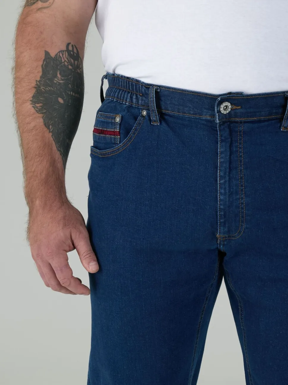 Duke London Blue Bailey Relaxed Comfort Fit Stretch Jeans With Elasticated Waist