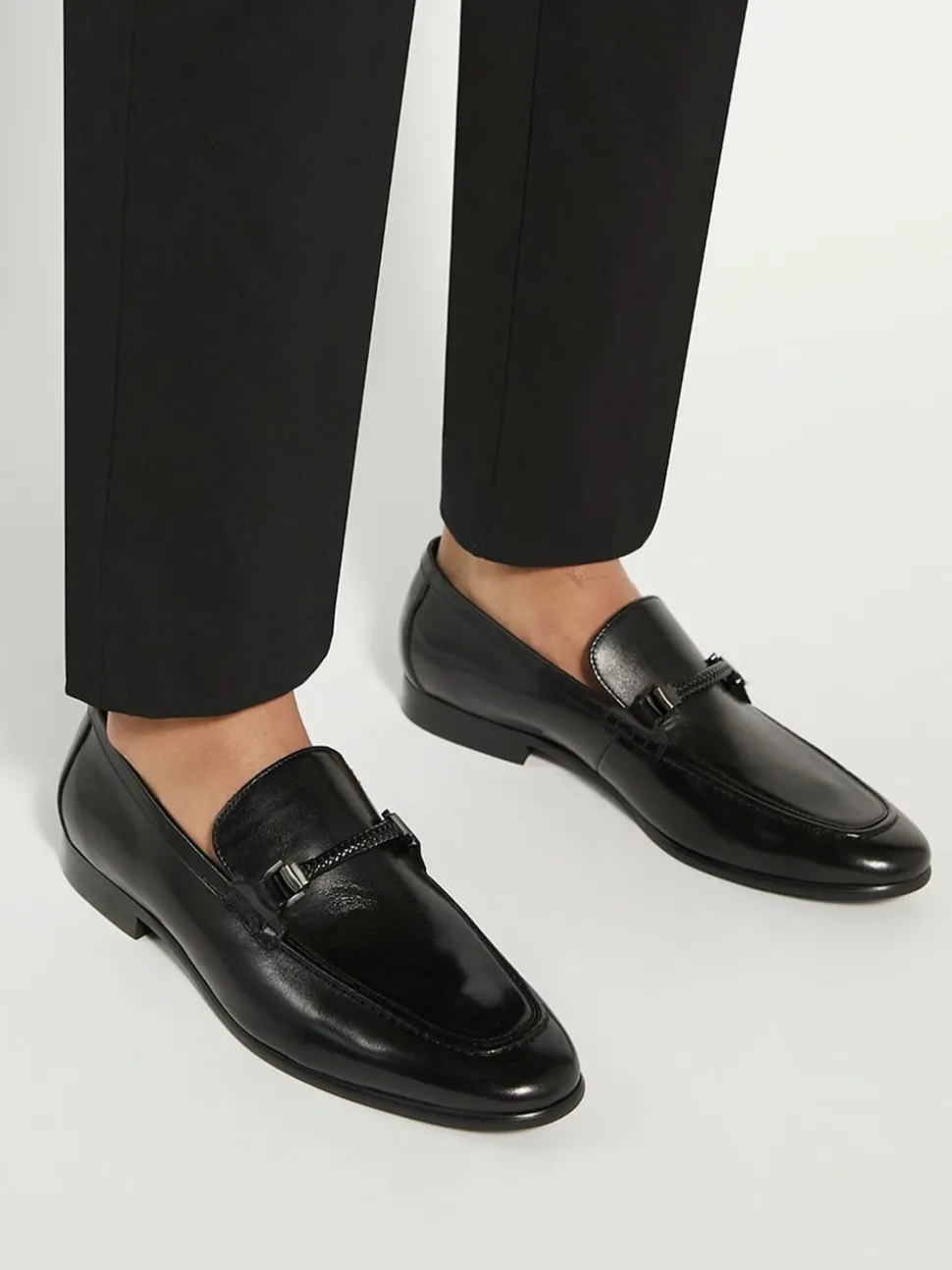 Dune London Black Scilly Woven Trim Loafers