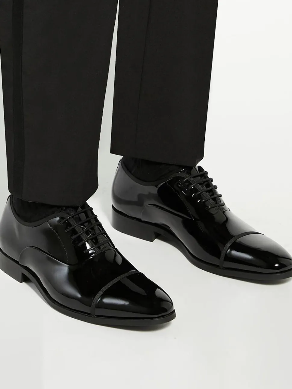 Dune London Black Shuffle Patent Lace-Up Oxford Shoes