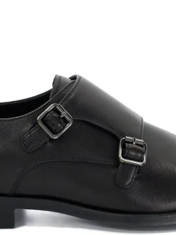 Dune London Black Standard Fit Satchin Flex Sole Toecap Monk Shoes