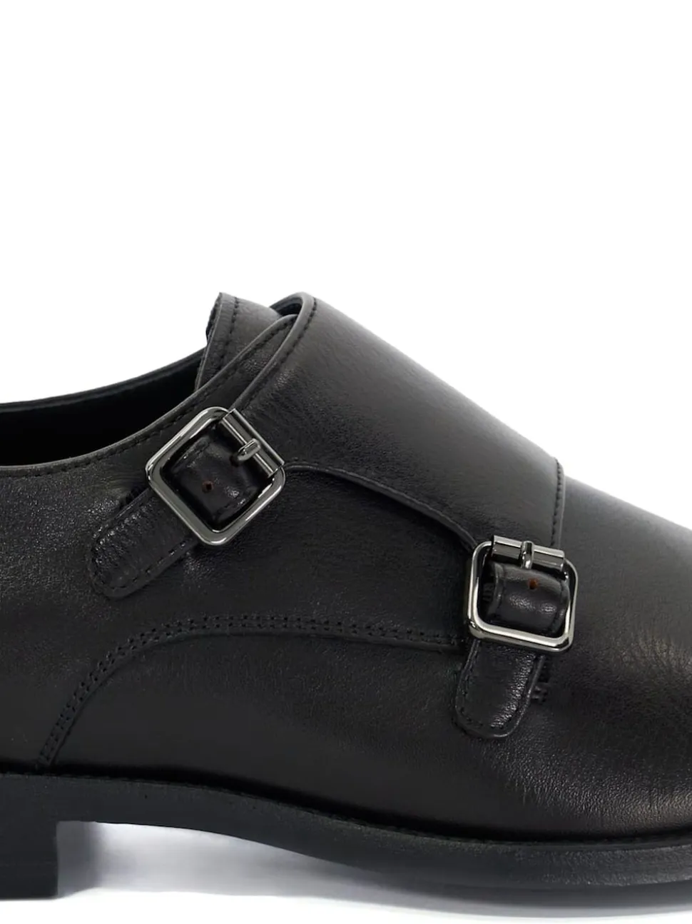 Dune London Black Standard Fit Satchin Flex Sole Toecap Monk Shoes