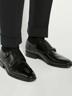 Dune London Black Standard Fit Solutions Toecap Double Monk Shoes