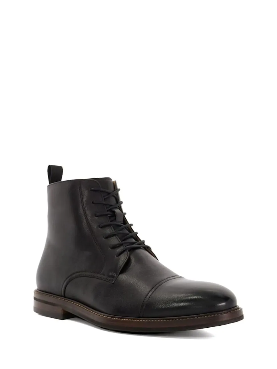 Dune London Black Standard Fit Matias Toecap Detail Ankle Boots