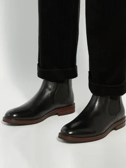 Dune London Black Wide Fit Maisen Stitch Rand Chelsea Boots