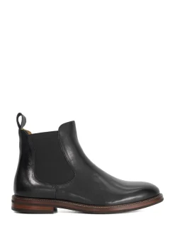 Dune London Black Wide Fit Maisen Stitch Rand Chelsea Boots