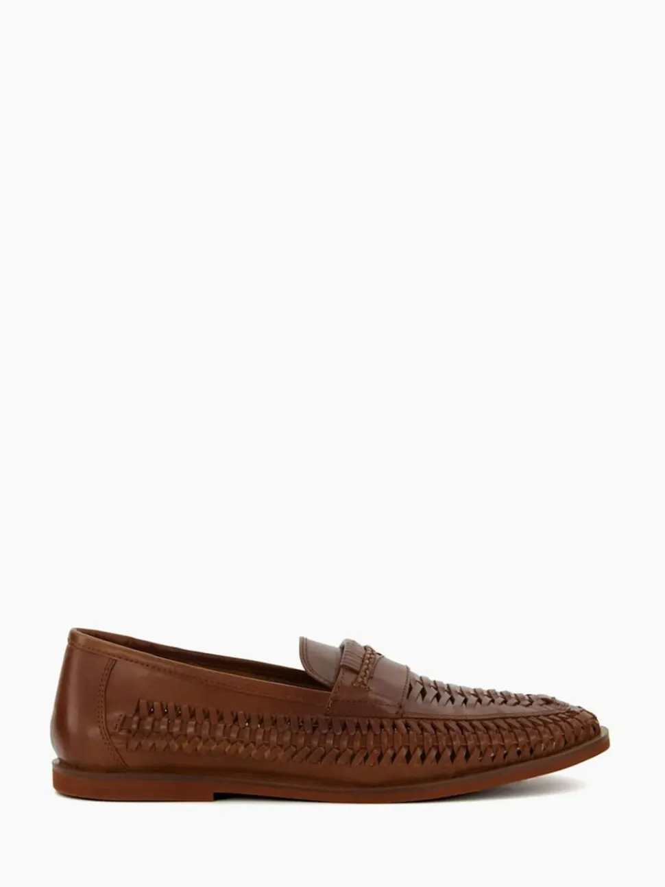 Dune London Brown Brickles Woven Loafers