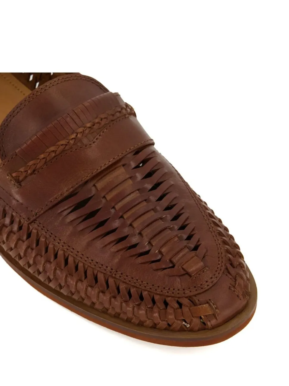 Dune London Brown Brickles Woven Loafers