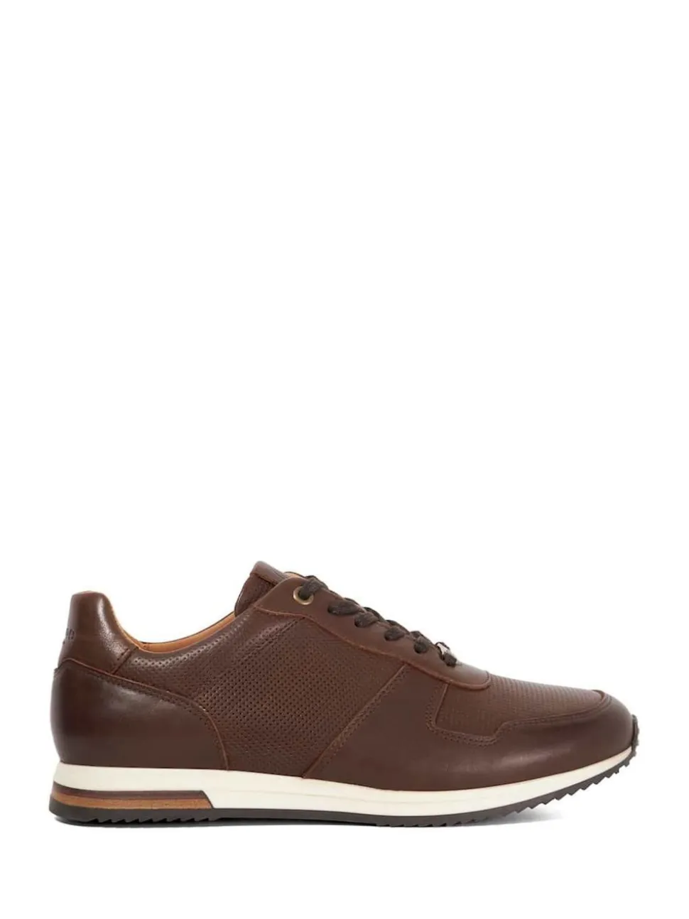 Dune London Brown Trilogy Wide Fit Perforated Runner Shoes