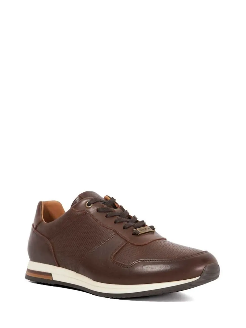 Dune London Brown Trilogy Wide Fit Perforated Runner Shoes