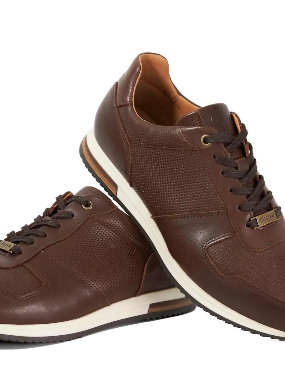 Dune London Brown Trilogy Wide Fit Perforated Runner Shoes