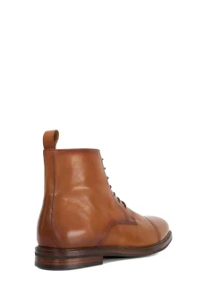 Dune London Brown Wide Fit Matias Toecap Detail Ankle Boots