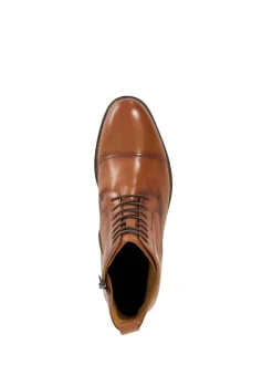 Dune London Brown Wide Fit Matias Toecap Detail Ankle Boots