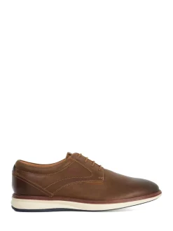 Dune London Brown Wide Fit Brydon Hybrid Sole Gibson Shoes