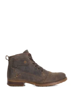 Dune London Brown Wide Fit Heavy Duty Leather Simon Ankle Boots