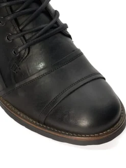 Dune London Charcoal Black Standard Fit Heavy Duty Leather Simon Ankle Boots