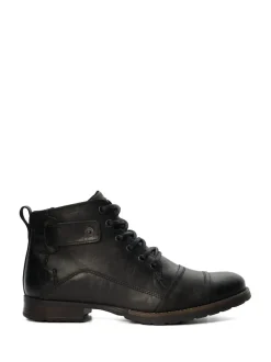 Dune London Charcoal Black Standard Fit Heavy Duty Leather Simon Ankle Boots