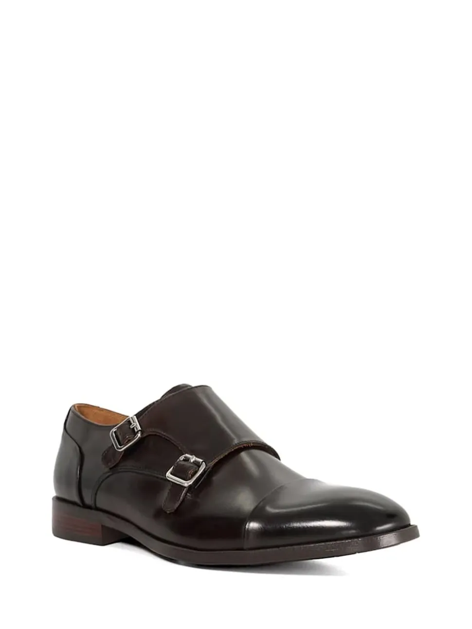 Dune London Chocolate Brown Standard Fit Satchin Flex Sole Toecap Monk Shoes