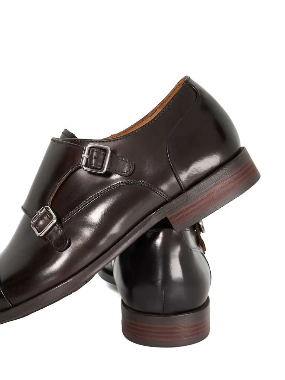 Dune London Chocolate Brown Standard Fit Satchin Flex Sole Toecap Monk Shoes