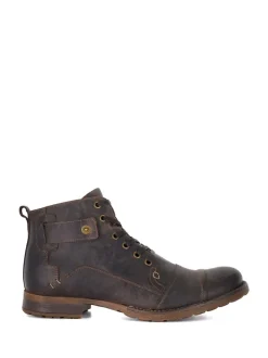 Dune London Light Brown Standard Fit Heavy Duty Leather Simon Ankle Boots