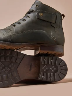 Dune London Light Brown Standard Fit Heavy Duty Leather Simon Ankle Boots