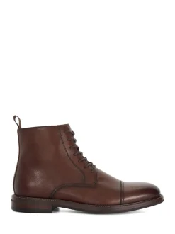 Dune London Light Brown Wide Fit Matias Toecap Detail Ankle Boots