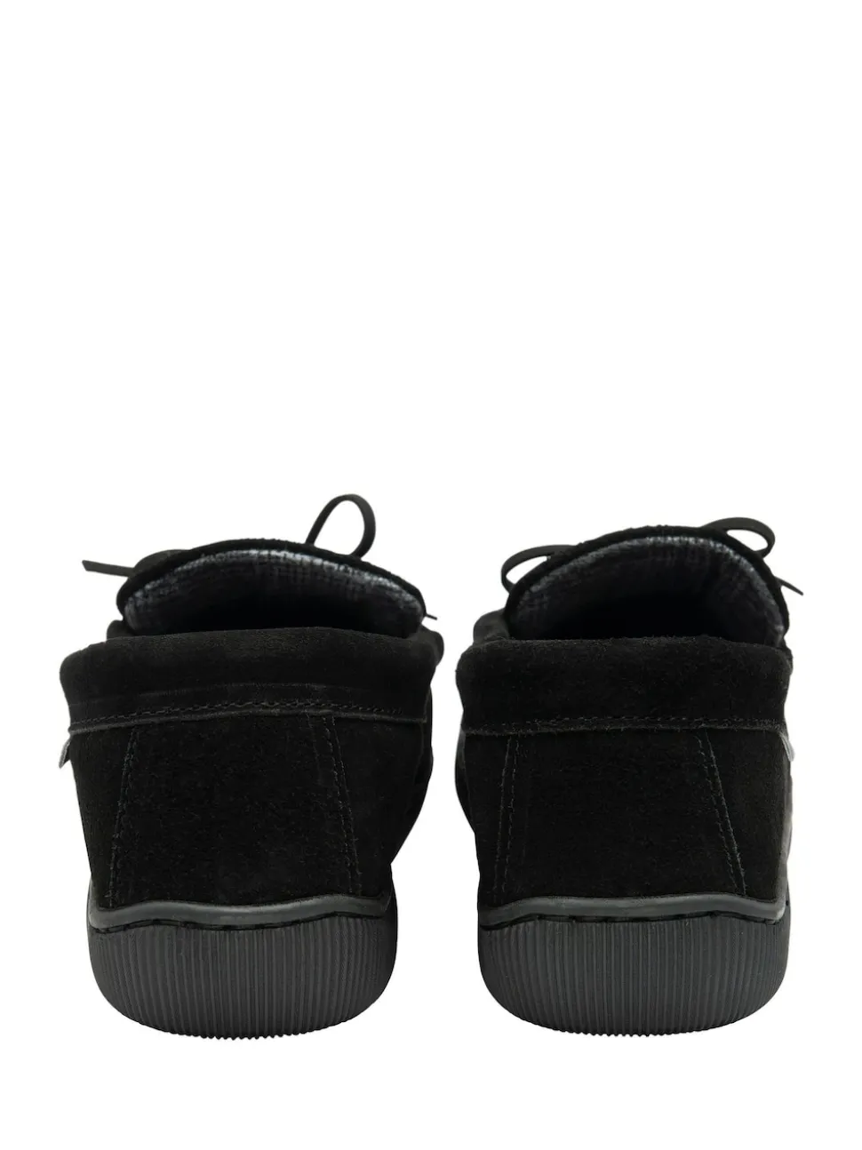 Dunlop Black Suede Lace-Up Moccasin Full Slippers
