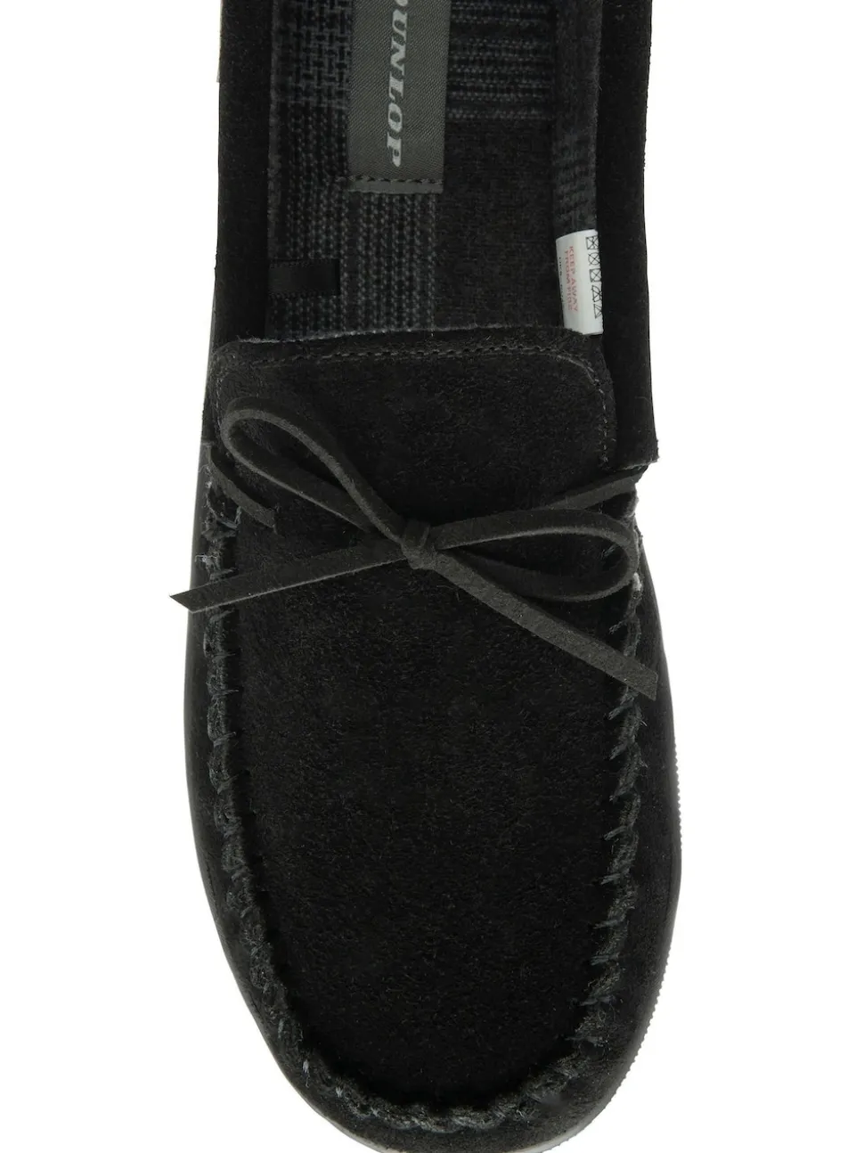Dunlop Black Suede Lace-Up Moccasin Full Slippers