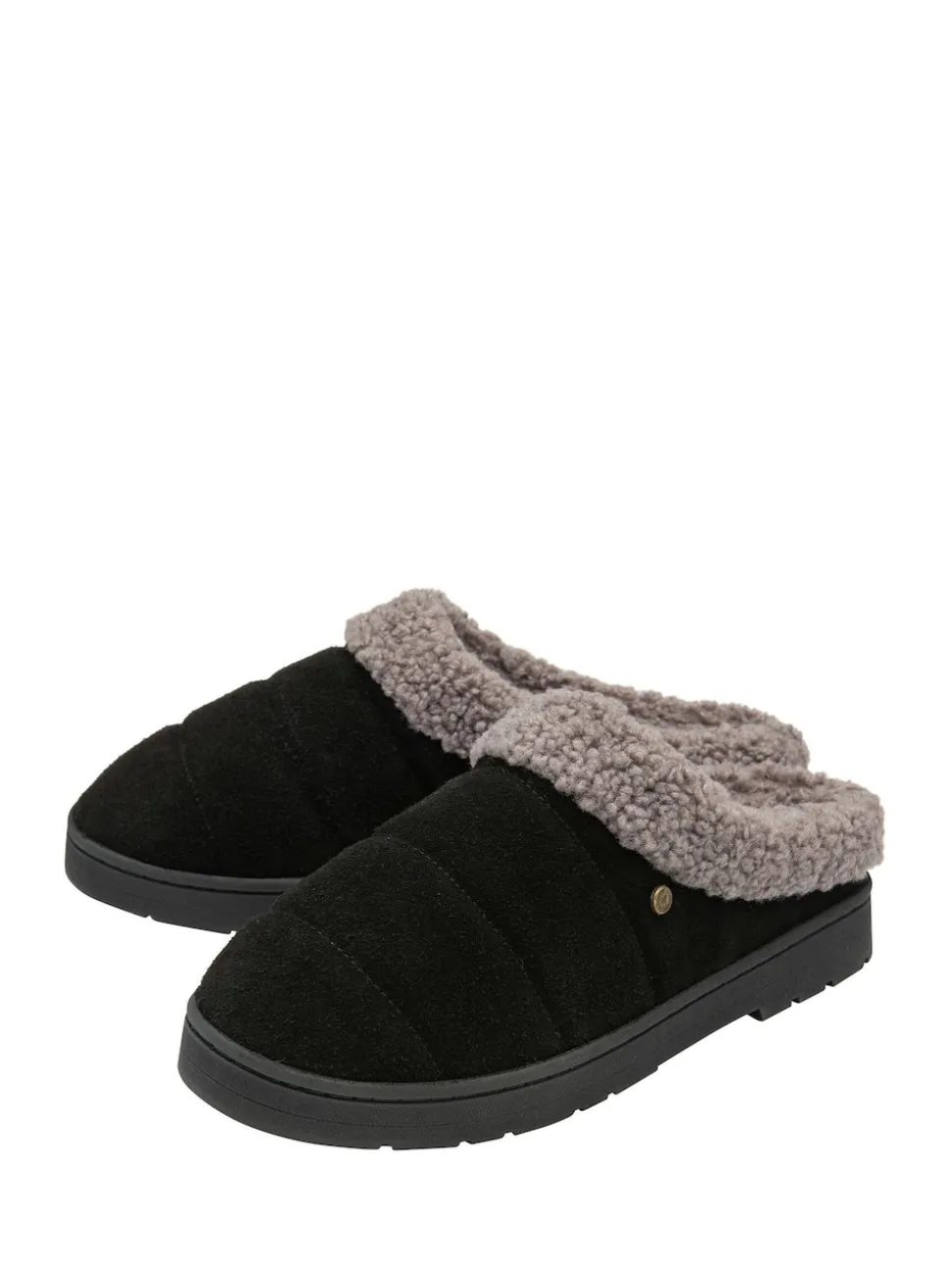 Dunlop Black Suede Mule Slippers