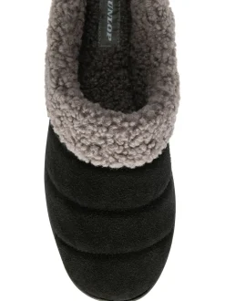 Dunlop Black Suede Mule Slippers