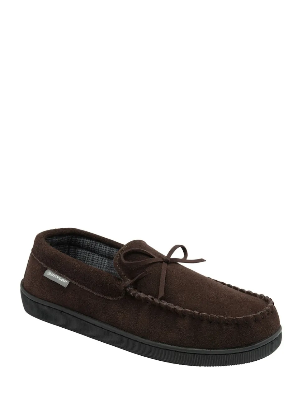 Dunlop Brown Suede Lace-Up Moccasin Full Slippers