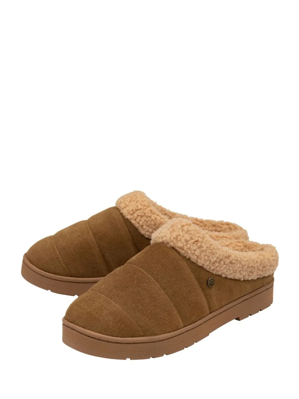 Dunlop Brown Suede Mule Slippers