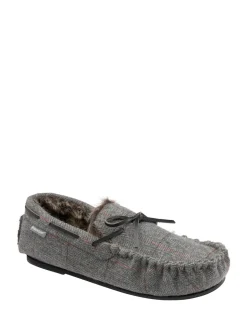 Dunlop Grey Moccasin Slippers