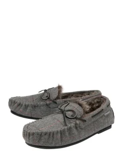 Dunlop Grey Moccasin Slippers