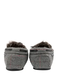 Dunlop Grey Moccasin Slippers