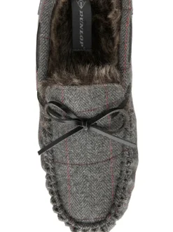 Dunlop Grey Moccasin Slippers