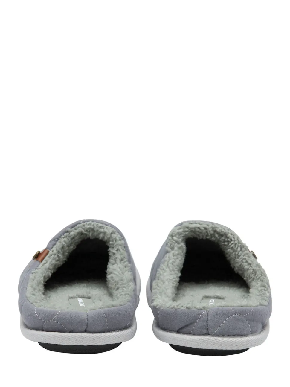 Dunlop Light Grey Mens Quilted Mule Slippers