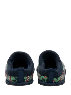 Dunlop Red Mens Fairisle Pattern Warm Lined Slipper Mules