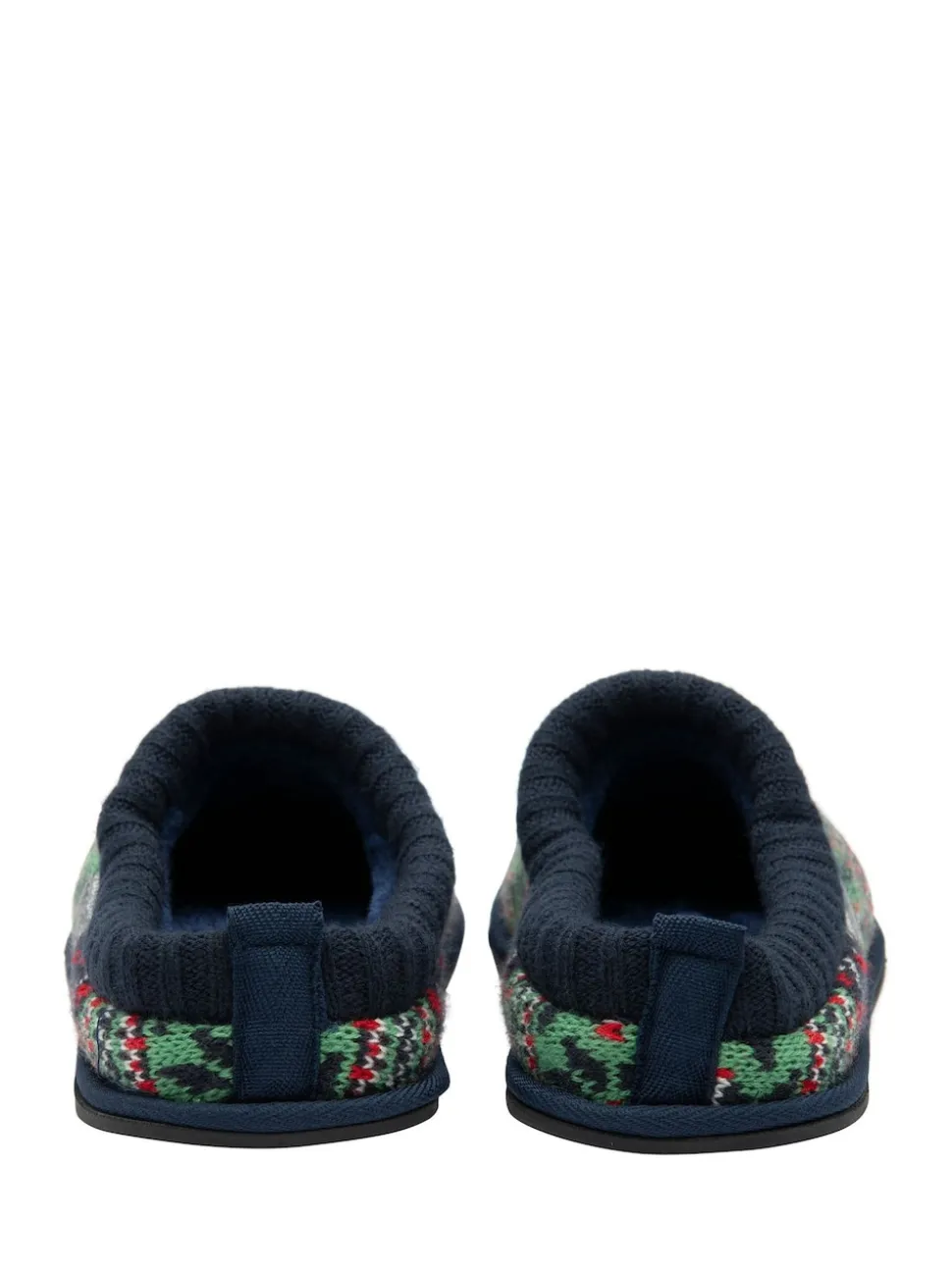 Dunlop Red Mens Fairisle Pattern Warm Lined Slipper Mules