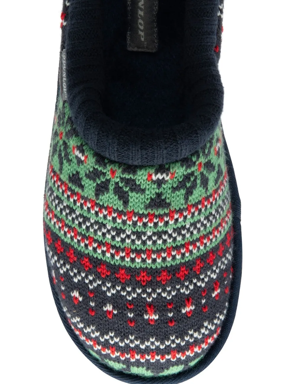 Dunlop Red Mens Fairisle Pattern Warm Lined Slipper Mules