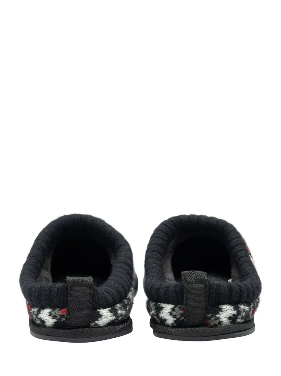 Dunlop White Mens Fairisle Pattern Warm Lined Slipper Mules