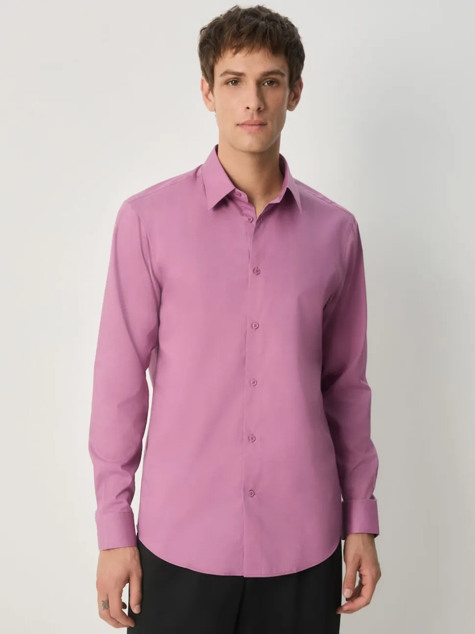 Dusty Pink Regular Fit Easy Care Textured Single Cuff Smart Shirt