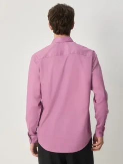 Dusty Pink Regular Fit Easy Care Textured Single Cuff Smart Shirt