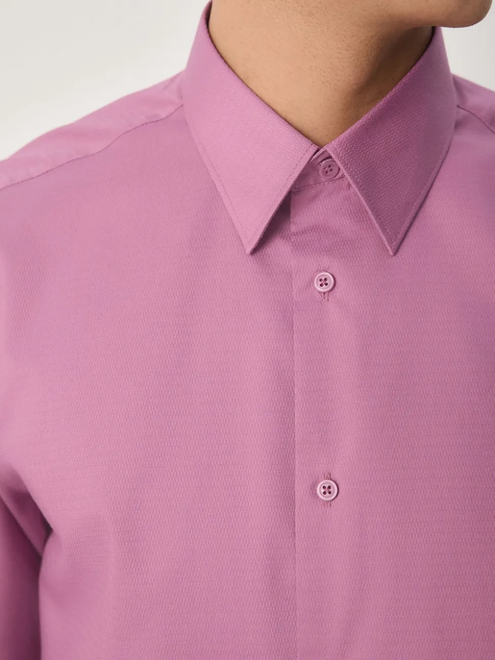 Dusty Pink Regular Fit Easy Care Textured Single Cuff Smart Shirt