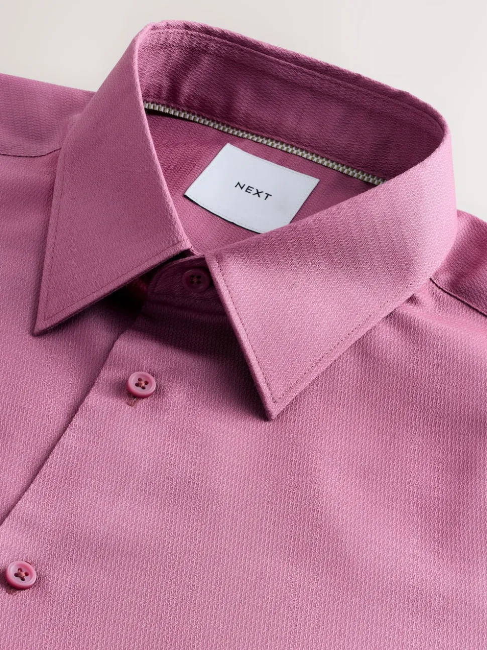 Dusty Pink Regular Fit Easy Care Textured Single Cuff Smart Shirt