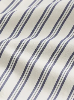 Ecru Cream Poplin Stripe Long Sleeve Shirt
